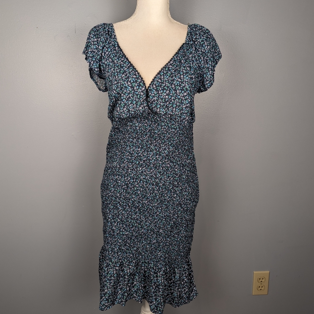 Blue and purple floral midi mini dress